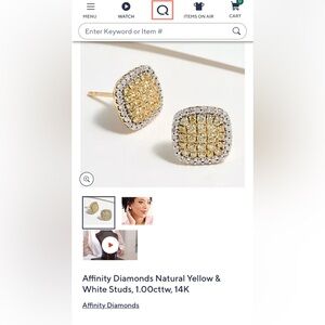 QVC Affinity Diamonds Natural Yellow and White Diamonds pave’ set earrings 14k